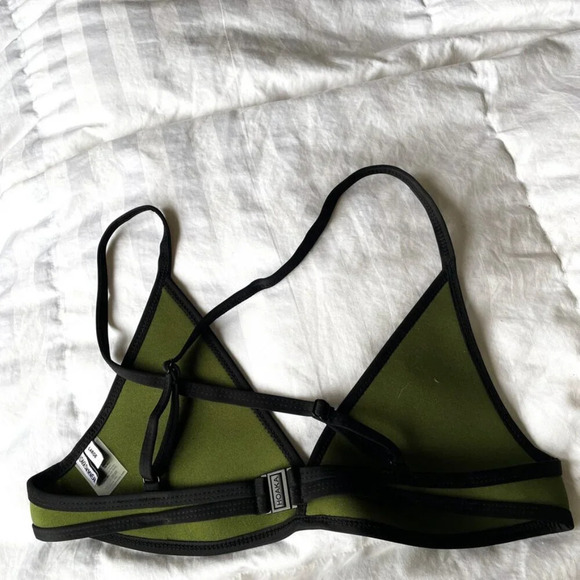 Hoaka Triangl Bikini Swimsuit SET Cheeky High Cut Bottoms Olive Green Size Large - Picture 3 of 10